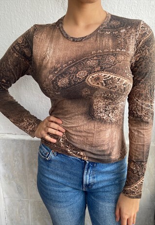 VINTAGE 90'S LONG SLEEVE PRINT TOP