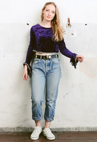 VINTAGE 90S VELVET FESTIVAL CROP TOP