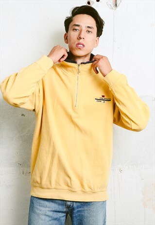 VINTAGE 90S YELLOW 1/4 ZIP SWEATSHIRT