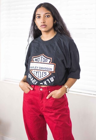 VINTAGE HARLEY DAVIDSON CROP TOP T-SHIRT REWORKED 90S X 4.2