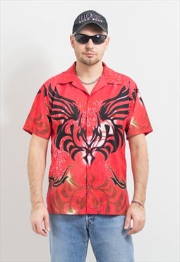 Vintage printed shirt tribal rave short sleeve