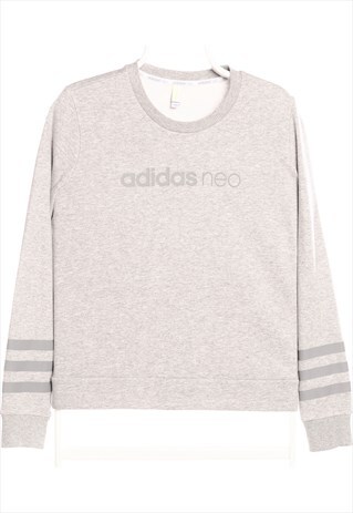 Adidas - Grey Printed Spellout Sweatshirt - Small