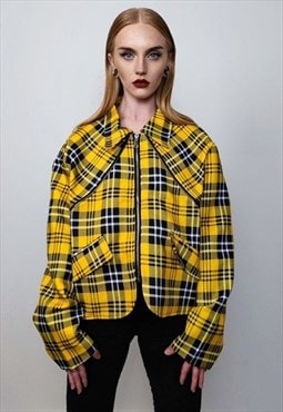 Punk tartan jacket plaid print grunge bomber catwalk gingham