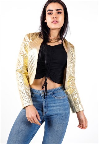 VINTAGE SHINY GOLD QUILTED JACKET J3412