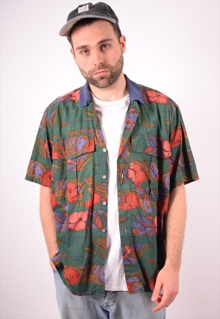 ICEBERG MENS VINTAGE SHIRT LARGE GREEN 90S