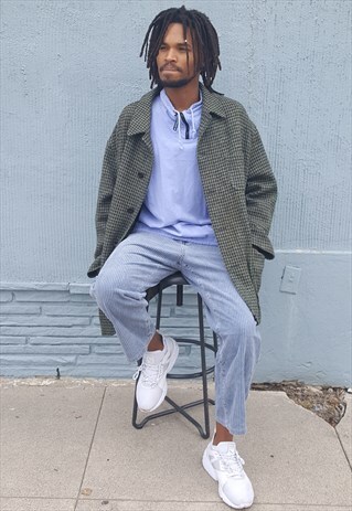 90S HERITAGE LUXURY DONEGAL TWEED HOUNDSTOOTH WOOL COAT