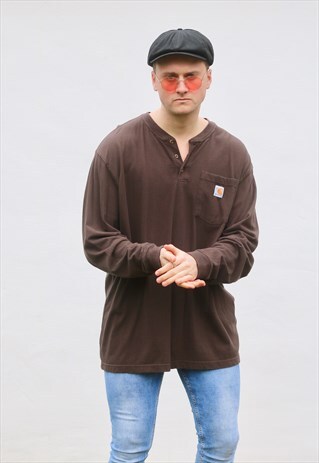 CARHARRT USA CHOCOLATE GRANDAD SWEATSHIRT