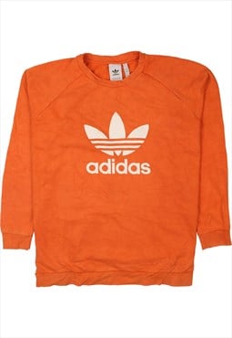Vintage 90's Adidas Sweatshirt Spellout Crew Neck Orange
