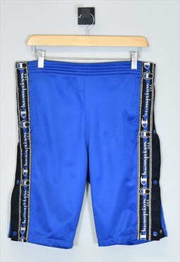 Vintage Champion Popper Shorts Blue Small