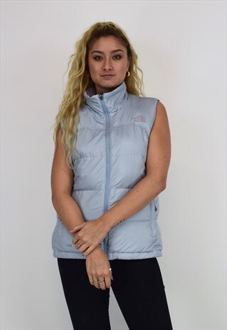 VINTAGE 90'S THE NORTH FACE LIGHT BLUE PADDED GILET