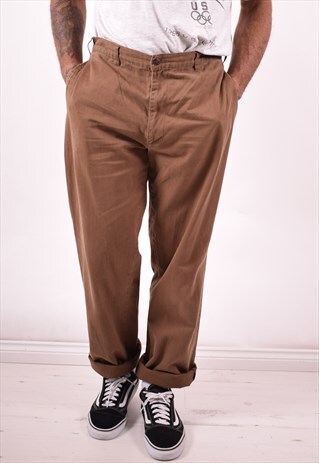 POLO RALPH LAUREN MENS VINTAGE TROUSERS W34 L34 BROWN 90S