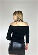 VINTAGE 00S BOAT NECK KNITTED TOP WITH BUCKLES