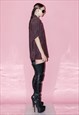 90'S VINTAGE SILKY OVERSIZED BUTTON-UP SHIRT IN BURGUNDY