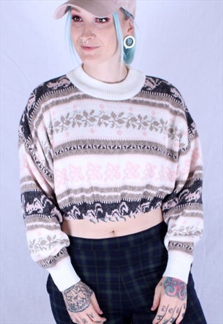 REWORKED VINTAGE KITTED CROPPED SWEATER