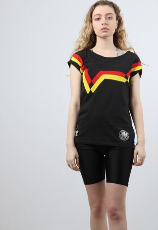 ADIDAS MEDIUM BLACK EMBROIDERED LOGO GERMANY FOOTBALL TSHIRT