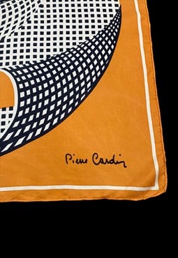 Pierre Cardin Vintage 70's Black White Yellow Check Scarf