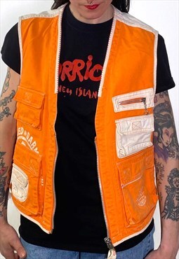 Vintage 90s worker orange vest 