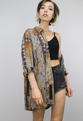 VINTAGE 80S/90S OVERSIZED PATTERNED SHIRT