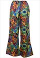 VINTAGE FLORAL PRINT MULTI-COLOUR FLARED TROUSERS - W24 L28