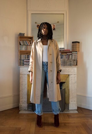 VINTAGE BURBERRY LONG CAR COAT TRENCH COAT (REF/891)