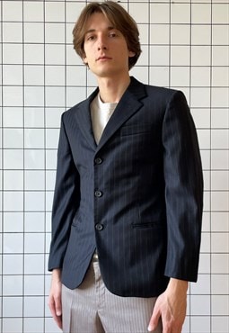Vintage PRADA Blazer Coat Jacket Striped Black 
