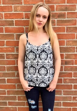 Navy Patterned Cami Vest Top