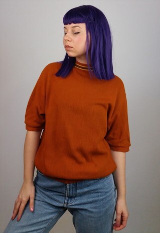 VINTAGE 70'S-80'S KNIT SHORT SLEEVES TOP /JUMPER/ SWEATER