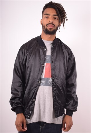 MENS VINTAGE BOMBER JACKET MEDIUM BLACK 90S