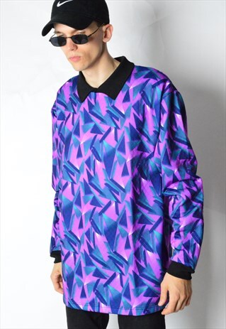 VINTAGE 90S PURPLE ABSTRACT SPORTS FOOTBALL SHIRT