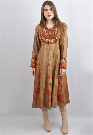 VINTAGE BOLLYWOOD PRINCESS SUPER LUXE SILK BEADED DRESS