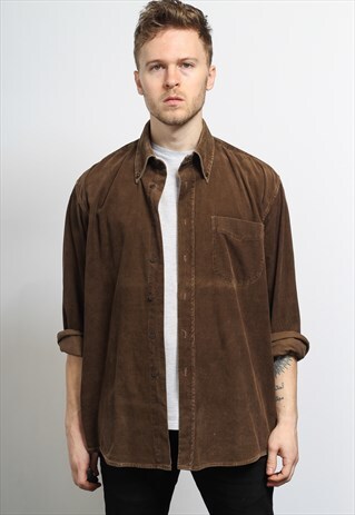 VINTAGE CORDUROY CORD SHIRT BROWN