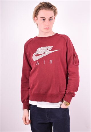 NIKE MENS VINTAGE SWEATSHIRT JUMPER LARGE MAROON 90'S