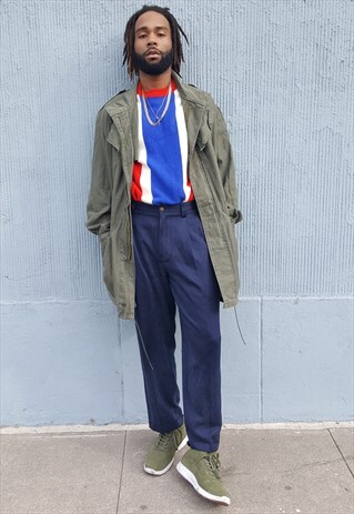1989 GRUNGE SKATER ARMY GREEN SURPLUS PARKA LARGE