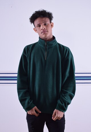 GREEN RALPH LAUREN 1/4 ZIPPED FLEECE