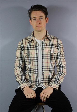 VINTAGE BURBERRY NOVA CHECK SHIRT IN BEIGE WITH POCKETS AND