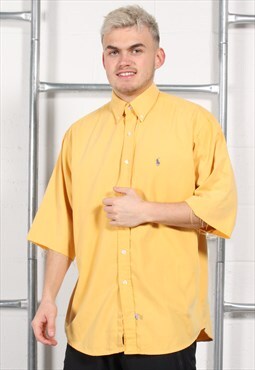 Vintage Polo Ralph Lauren Shirt Yellow Short Sleeeve Large