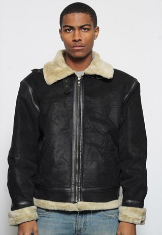 VINTAGE VERA PELLE SHERPA JACKET BLACK