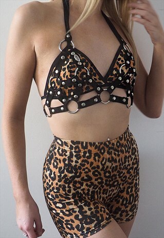 LEOPARD PRINT FESTIVAL STRAPPY HOT PANT CO-ORD