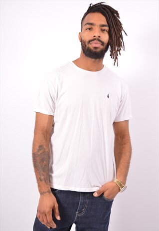 VINTAGE POLO RALPH LAUREN T-SHIRT TOP WHITE