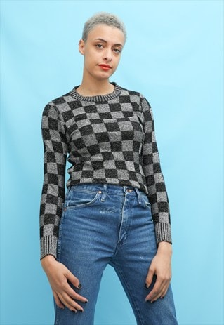 70S VINTAGE METALLIC CHECKERBOARD JUMPER