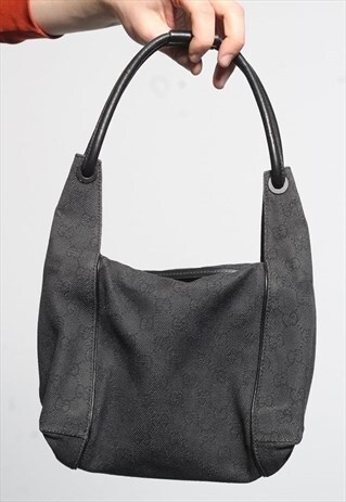RARE VINTAGE GUCCI MONOGRAM CANVAS BAG PURSE BLACK