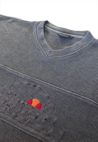 VINTAGE RIBBED ELLESSE EMBROIDERED SPELL OUT JUMPER