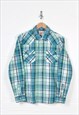 Vintage Levi's Shirt 90s Checked Long Sleeve Blue Medium
