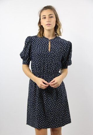 VINTAGE CUTE NAVY POLKA DOT DRESS