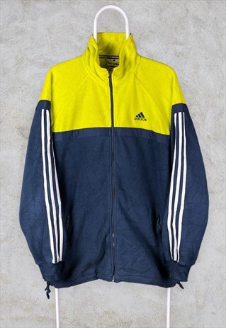VINTAGE ADIDAS FLEECE JACKET BLUE GREEN LARGE