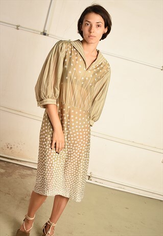 70S BALLOON SLEEVE FESTIVAL PARIS CHIC SHEER MIDI DRESS