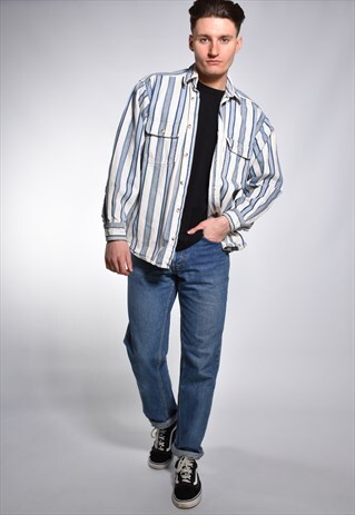 1990S LEVI'S HEAVY COTTON STRIPED SHIRT