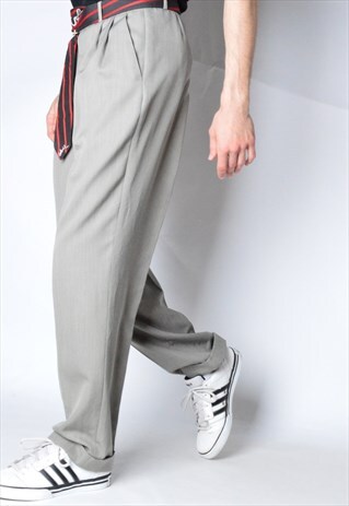 VINTAGE 90S GREY WOOL BLEND PANTS