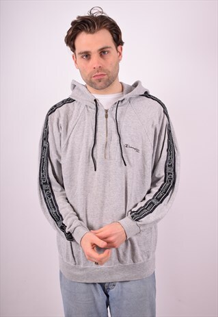 CHAMPION MENS VINTAGE HOODIE JUMPER XL GREY 90S