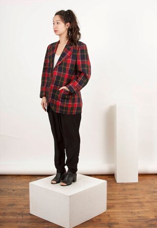 RED PLAID BLAZER / VINTAGE BOYFRIEND BLAZER